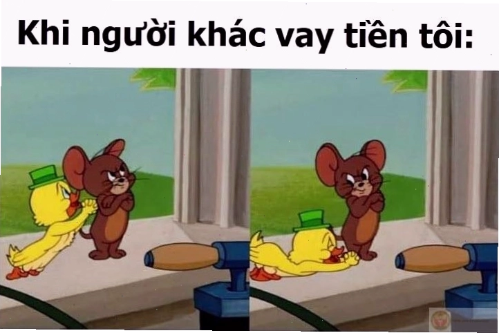 Meme Tom với cây chổi.