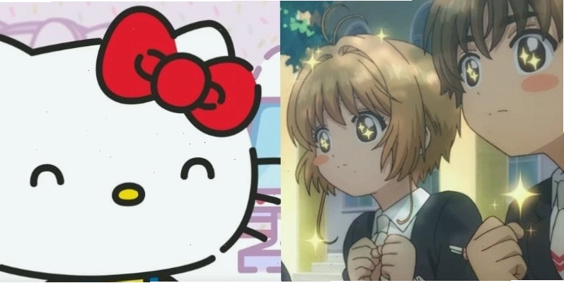 Minh họa phong cách Kawaii Chibi với các nhân vật Hello Kitty và Cardcaptor Sakura