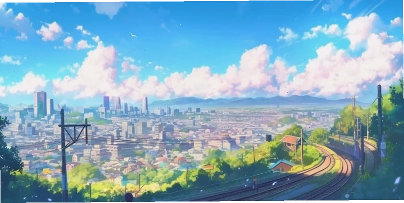 Ngắm cảnh thiên nhiên tươi sáng hình nền đẹp anime phong cảnh
