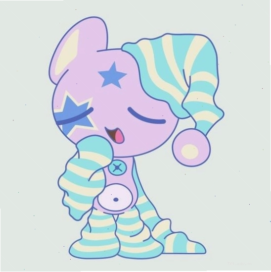 Nhân vật anime chibi dễ thương đang ngủ say trong bộ đồ ngủ