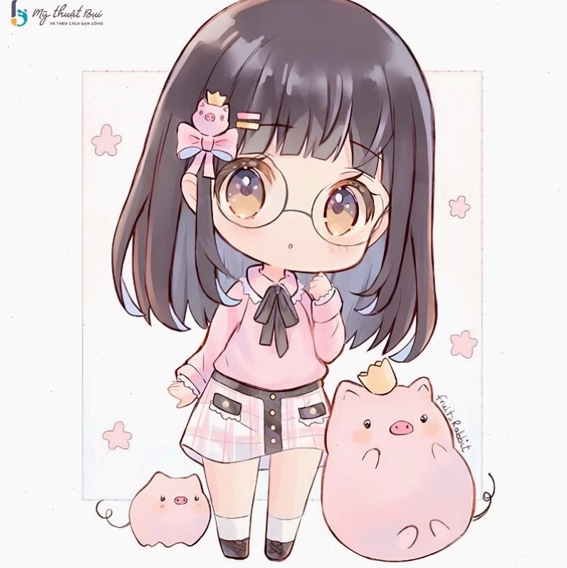 Nhân vật anime chibi girl với màu sắc tươi tắn và sinh động