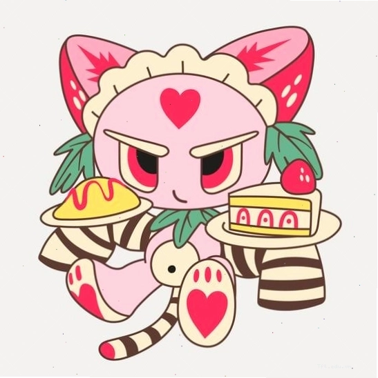 Nhân vật anime chibi với chiếc bánh ngộ nghĩnh