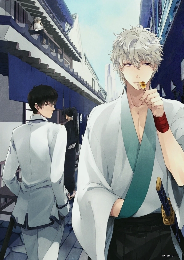 Nhân vật anime nam diện trang phục truyền thống, toát lên vẻ quyền quý