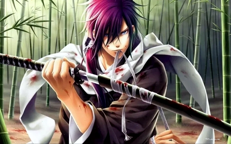 Nhân vật anime nam ngầu với thanh kiếm sắc bén sẵn sàng chiến đấu