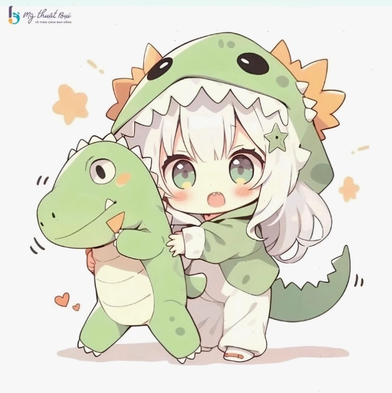 Nhân vật chibi dễ thương tạo dáng nhí nhảnh