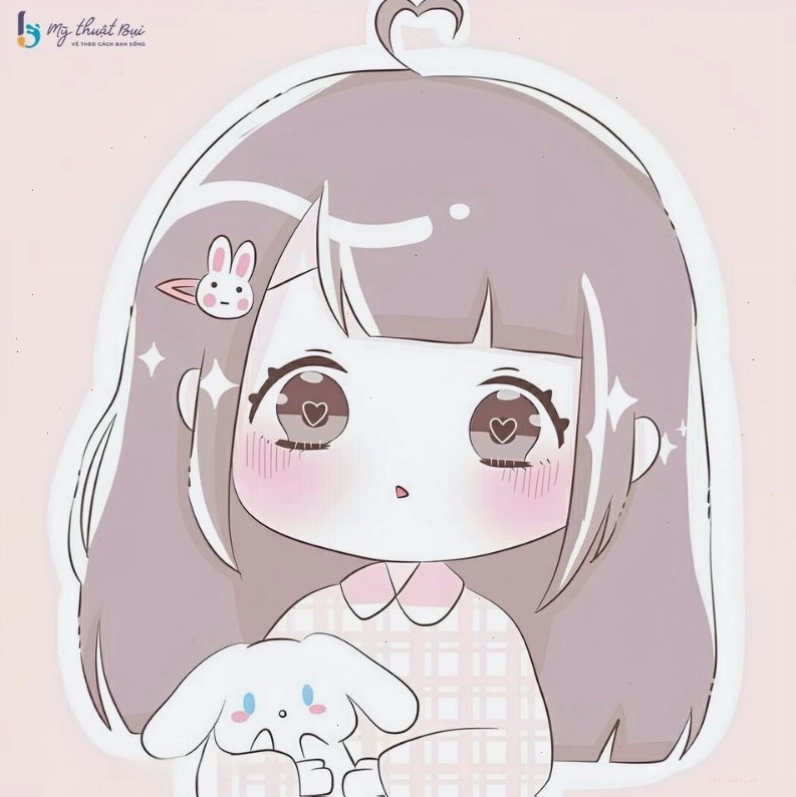 Nhân vật chibi nữ cầm một bông hoa