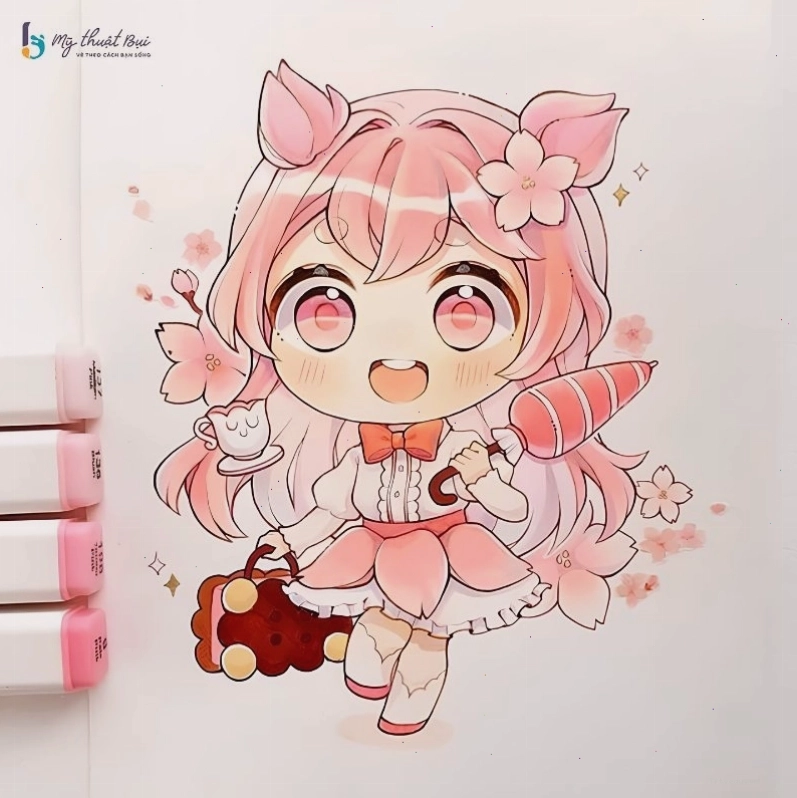 Nhân vật chibi nữ trong trang phục thường ngày giản dị