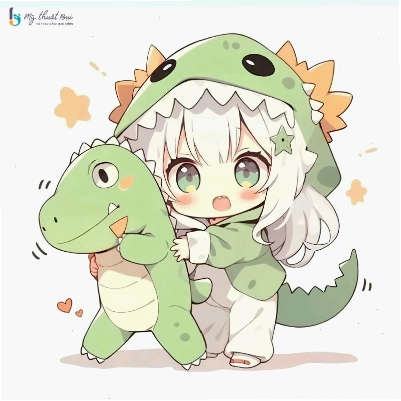 Nhân vật chibi với phong cách học sinh trung học