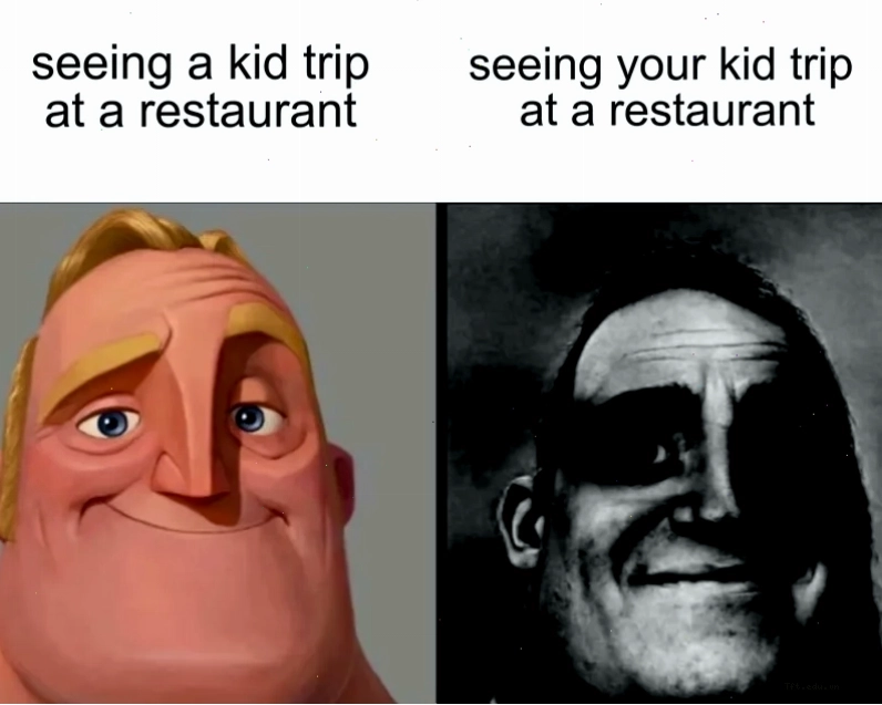 Normal and Dark Traumatized Mr. Incredible Meme Template