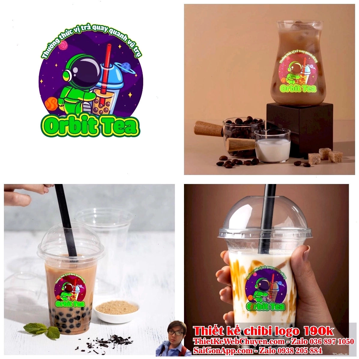 Phi hành gia chibi đang bay với lá cờ trên tay