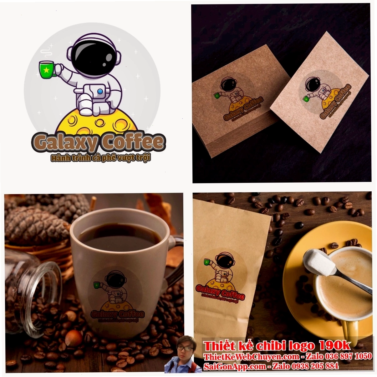 Phi hành gia chibi đang đi bộ trên mặt trăng