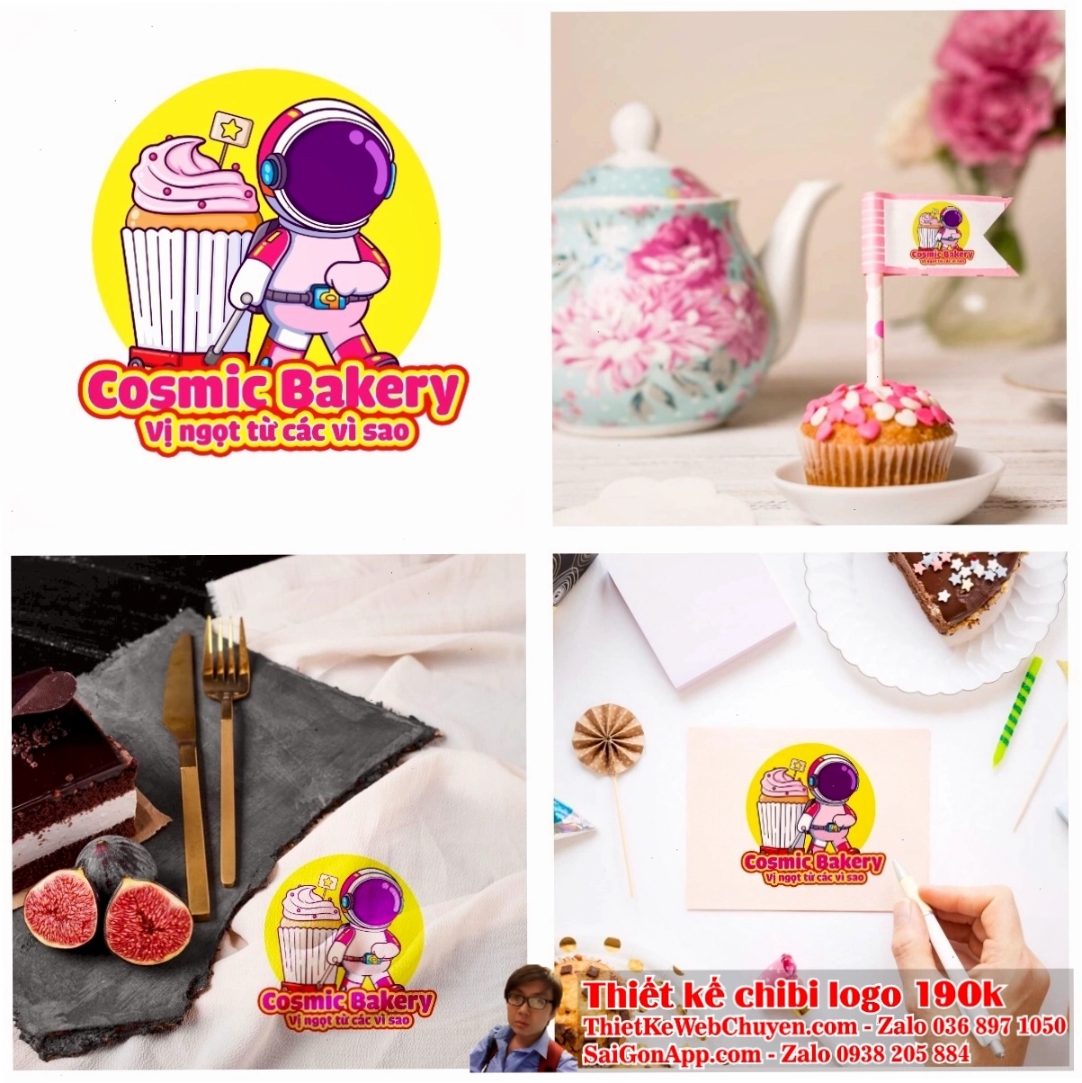 Phi hành gia chibi ngồi trên tên lửa nhìn về phía các vì sao