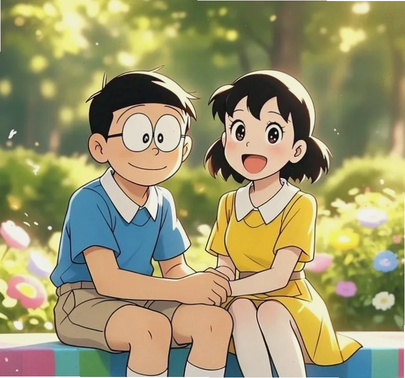Phong cách nổi bật với hình ảnh Nobita và Shizuka ngầu
