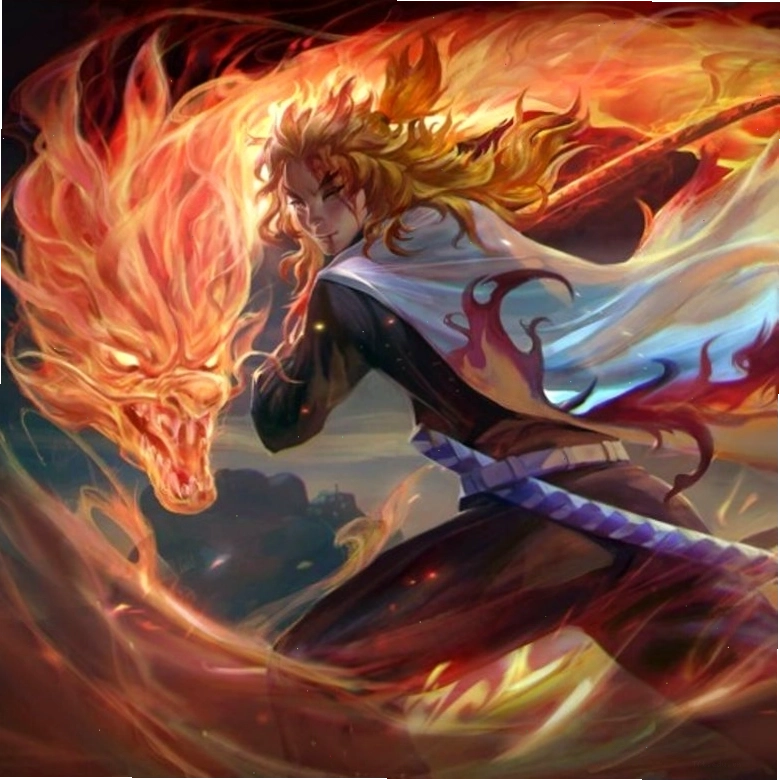 Rengoku chibi đang cười tươi