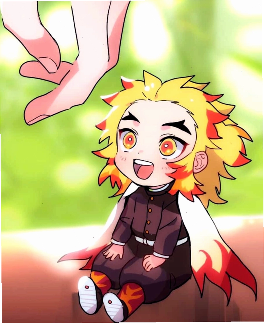 Rengoku Chibi Wallpaper với hiệu ứng lửa