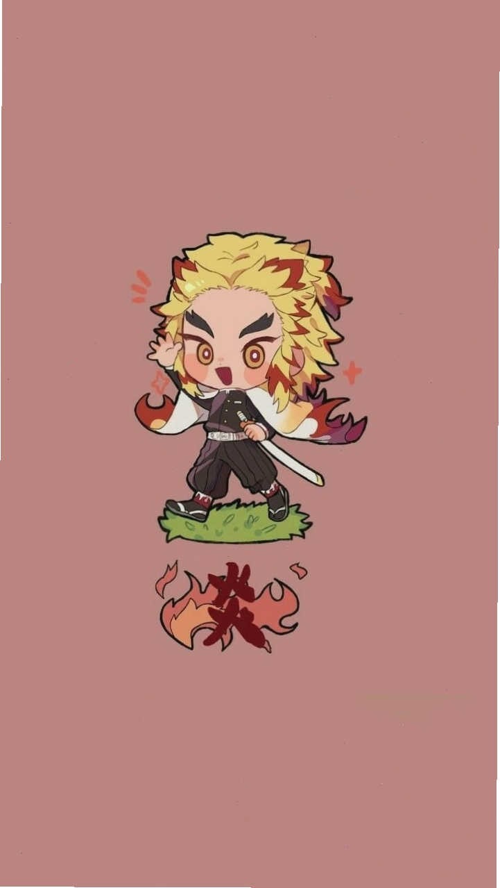 Rengoku Kyojuro chibi wallpaper nền đen