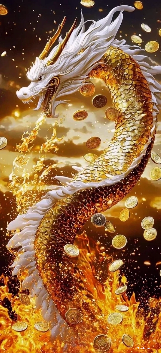 Rồng phun lửa rực rỡ trên nền đen