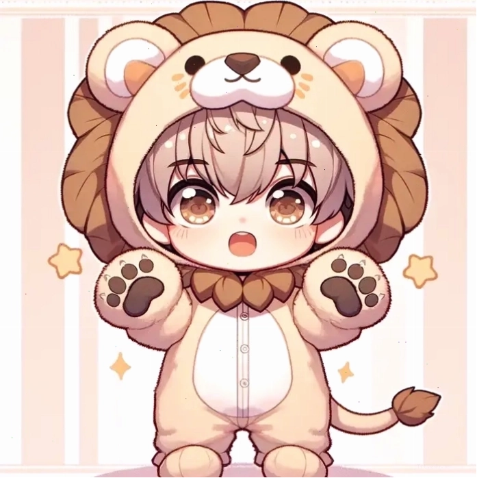 Sư tử chibi dễ thương với đôi mắt to tròn