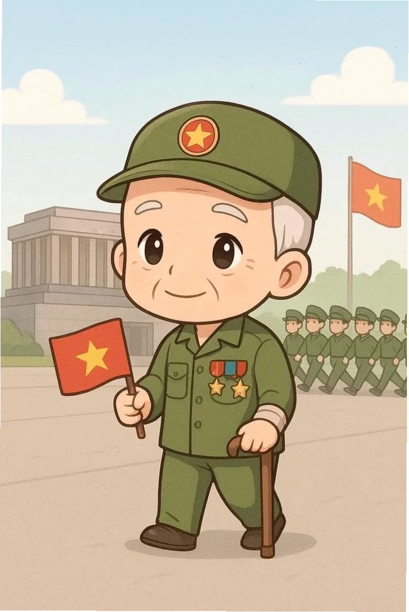Tập thể chú bộ đội chibi