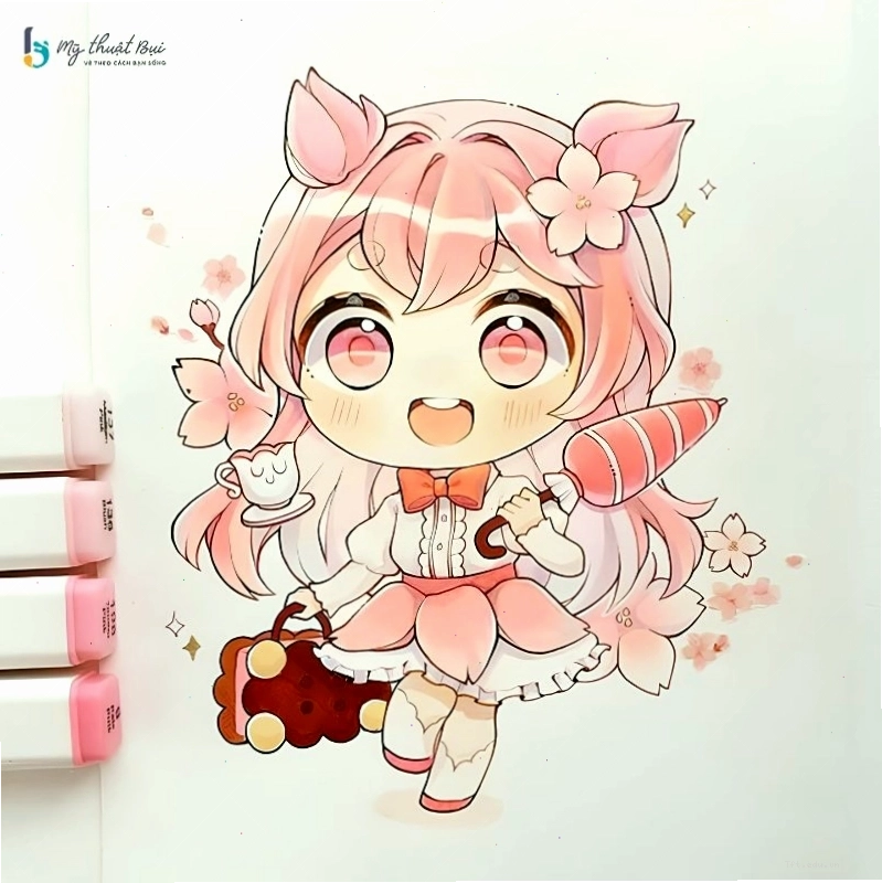 Tô màu cho bức vẽ cô gái Chibi