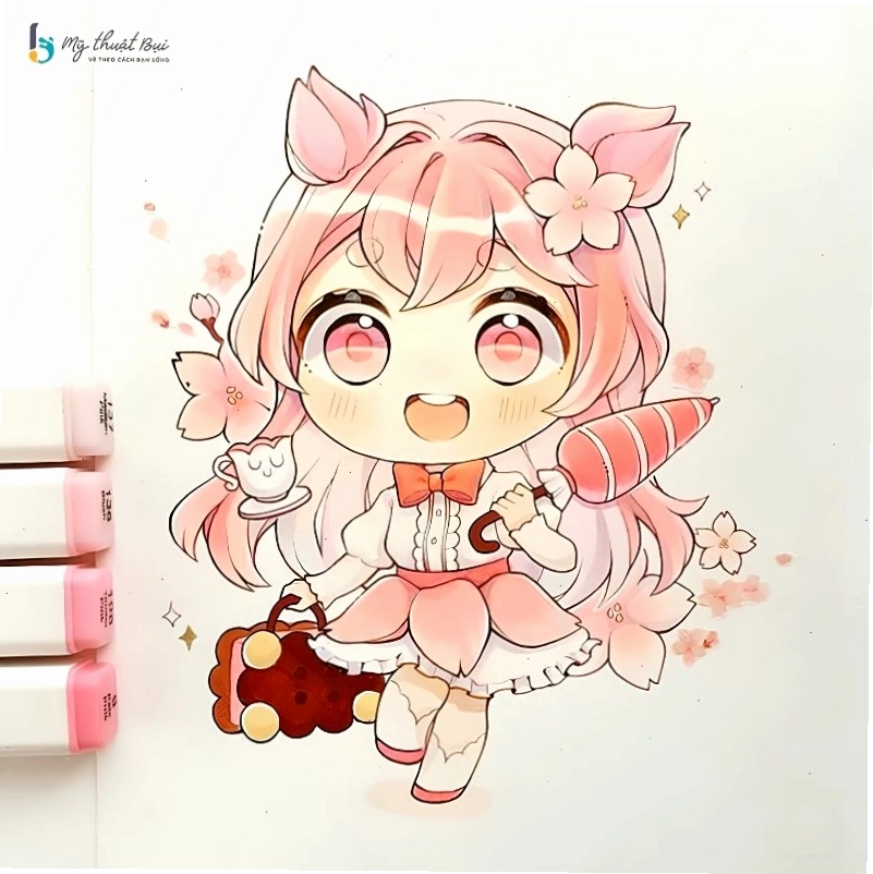 Tô màu hoàn thiện cho nhân vật anime chibi