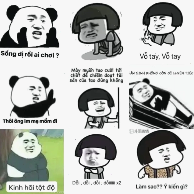 Tổng hợp meme đen trắng với biểu cảm phóng đại