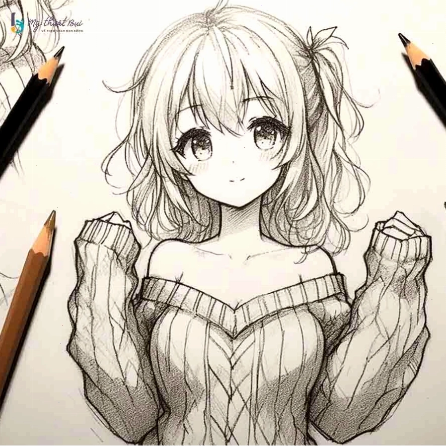 Tranh vẽ anime nữ đẹp với phong cách độc đáo