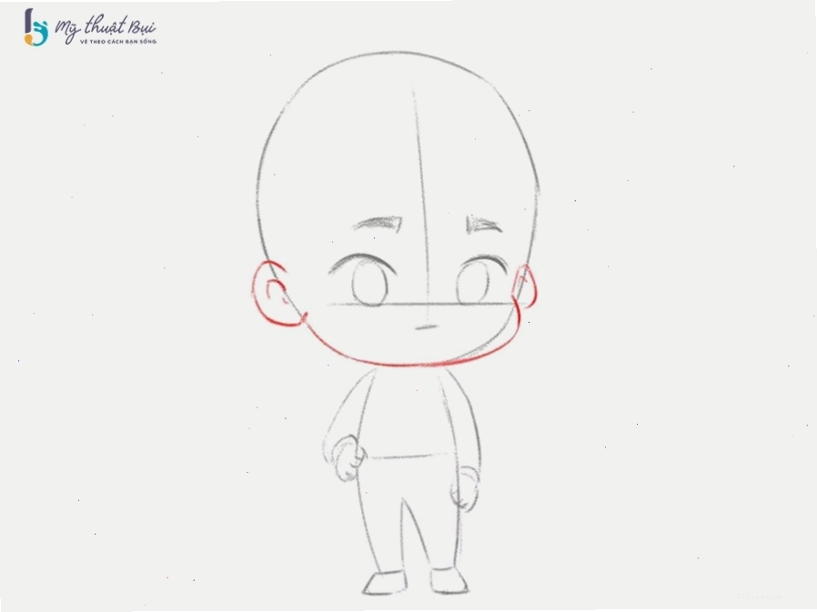 Vẽ khuôn mặt chibi nam với biểu cảm tinh nghịch