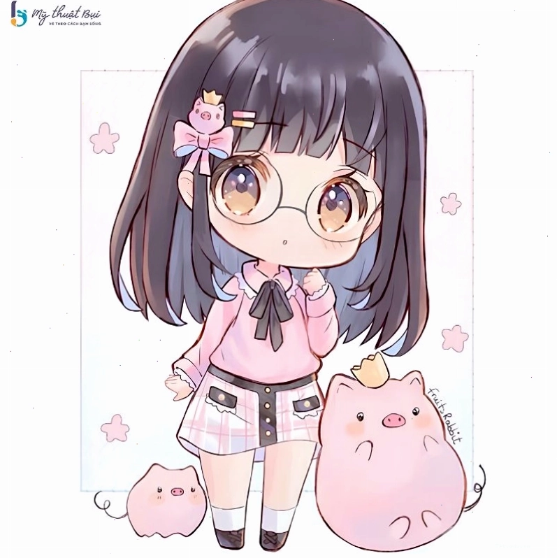 Vẽ tóc anime nữ theo phong cách đơn giản cute