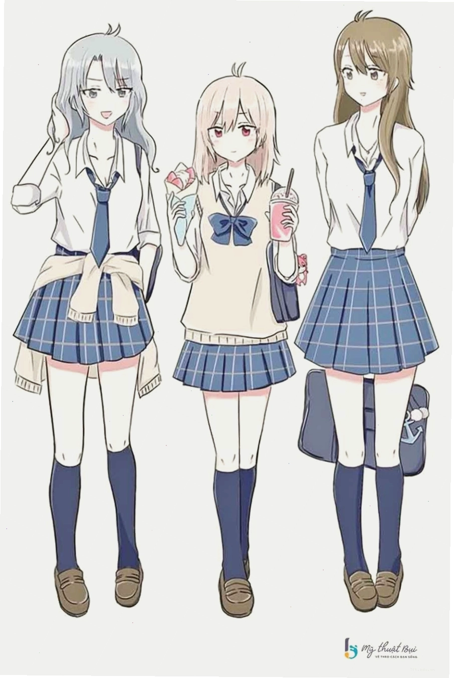 Vẽ váy anime cute theo phong cách học sinh