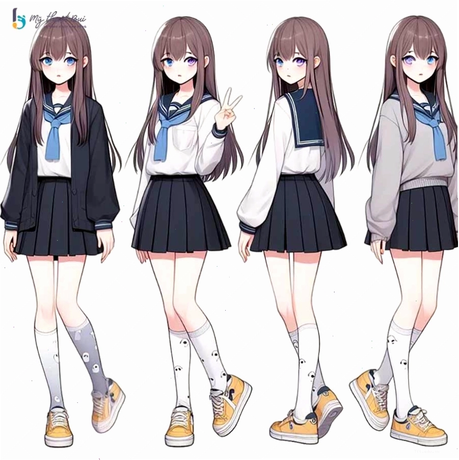Vẽ váy xếp ly anime với các chi tiết đáng yêu