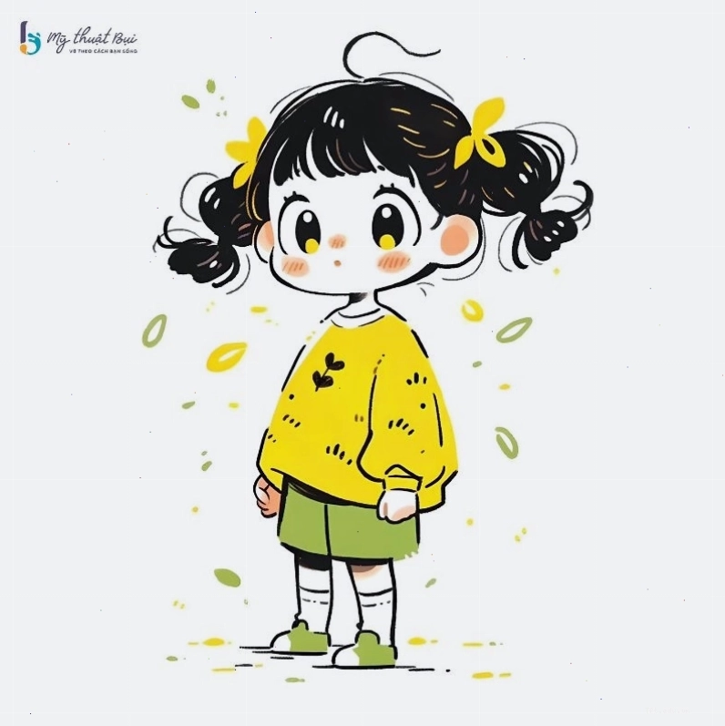 Ví dụ về tỷ lệ cơ bản của nhân vật anime chibi girl cute dễ vẽ