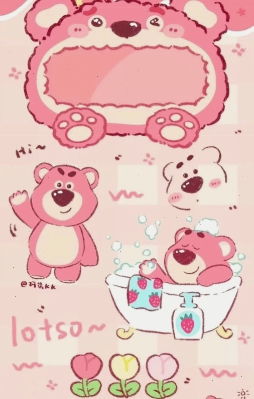 Wallpaper gấu dâu cười siêu xinh với ánh sáng lung linh
