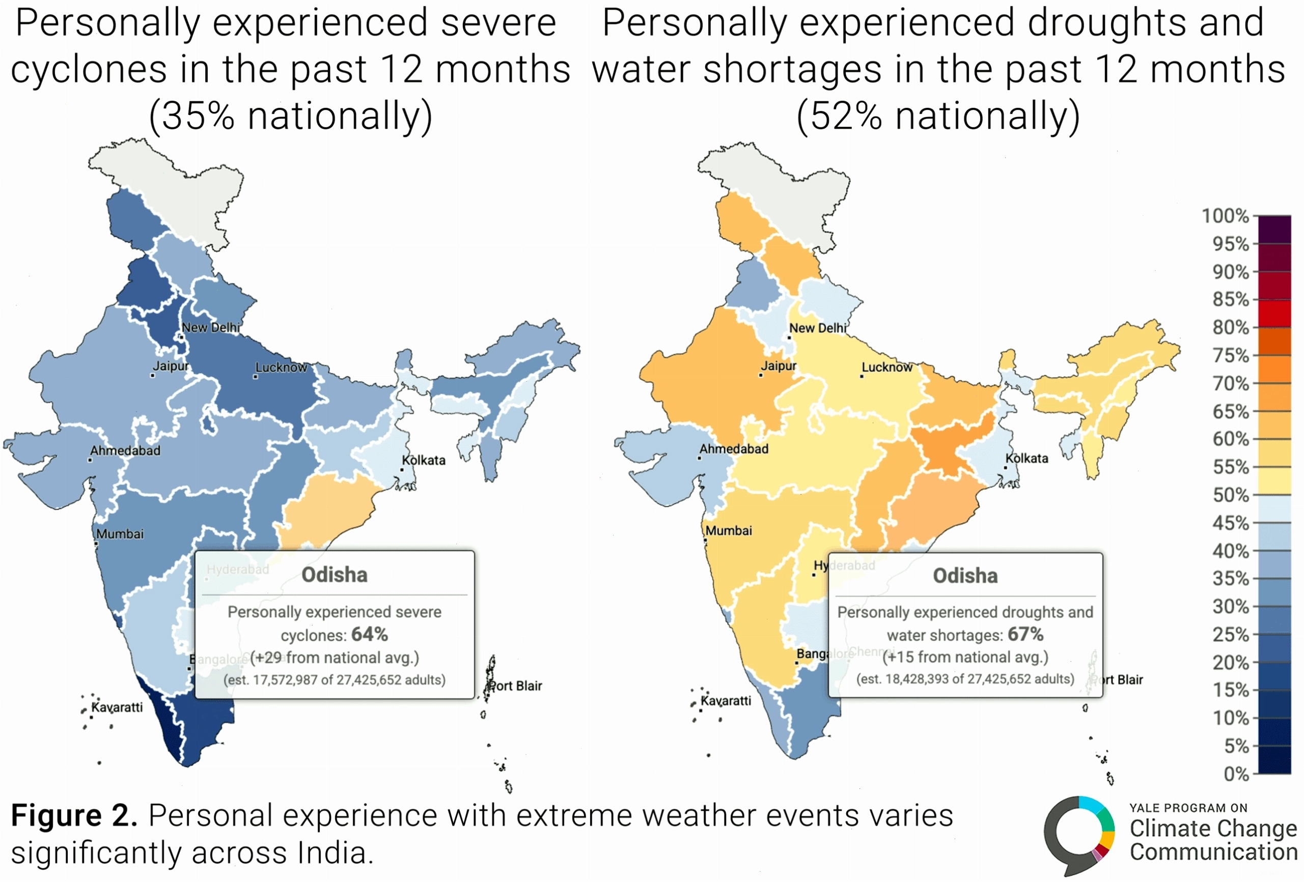 An aerial view showing the widespread impact of extreme weather events in India