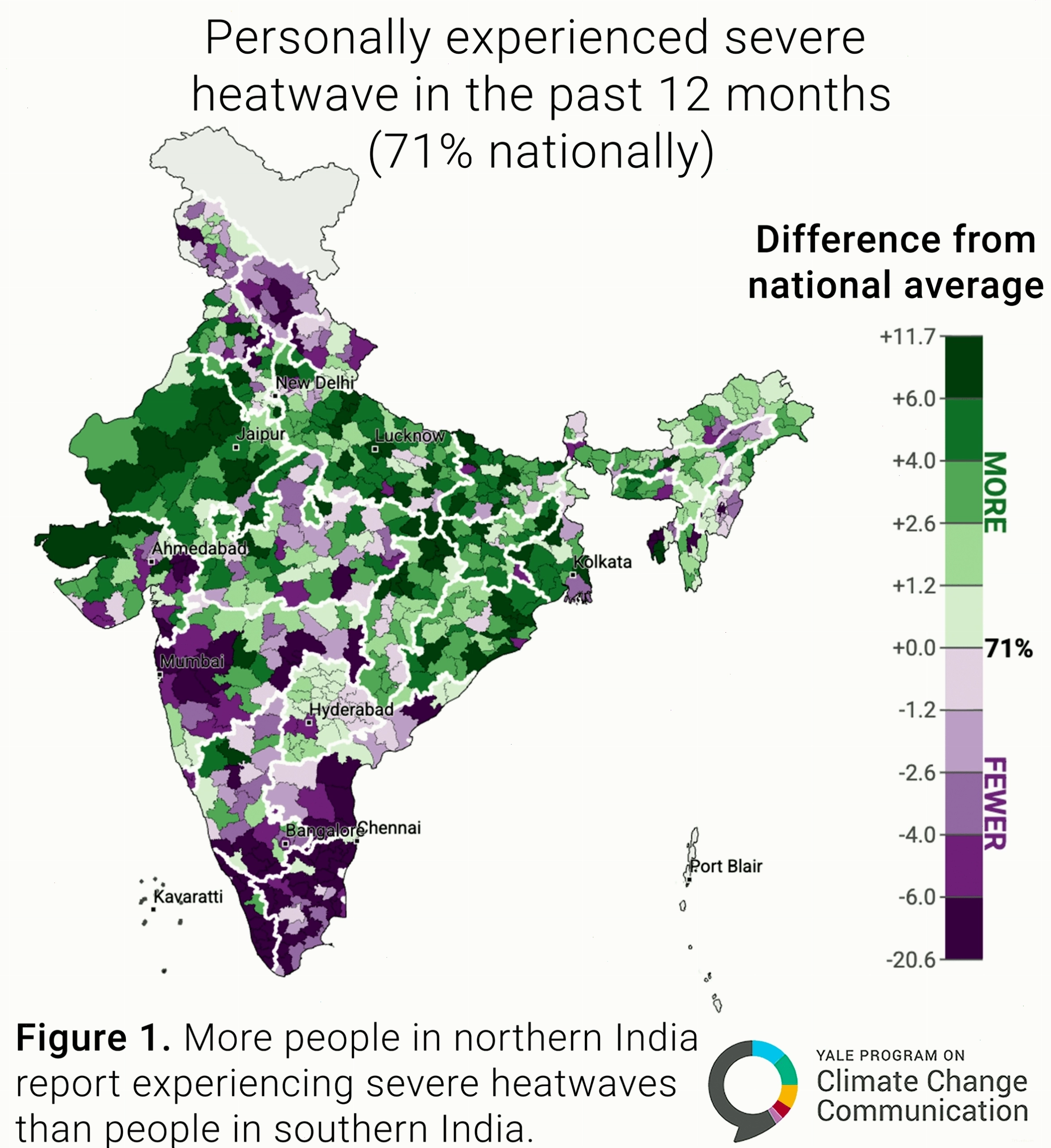 Maps showing regional variations in personal experiences with severe cyclones and droughts in India