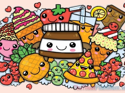 Tổng hợp ảnh đồ ăn chibi cute và tranh tô màu siêu yêu